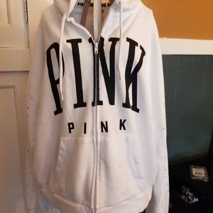 Black/white jeweled PINK zip up